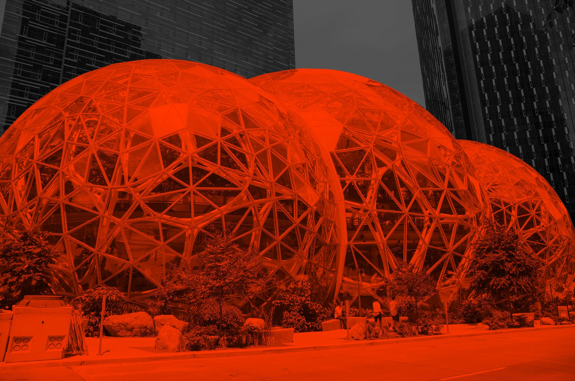Online retailer Amazon’s biosphere made up of three giant three-story glass orbs is a workspace for Amazon employees, with limited public access.